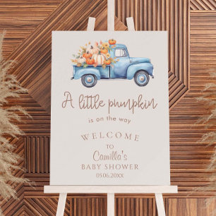 Fall Boy Baby Shower Blue Pumpkin Truck Foam Board