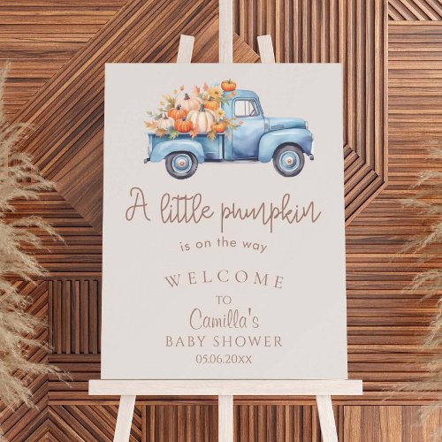 Fall Boy Baby Shower Blue Pumpkin Truck Foam Board