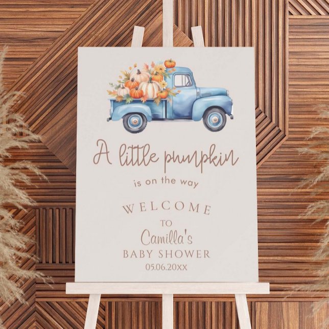 Fall Boy Baby Shower Blue Pumpkin Truck Foam Board (Creator Uploaded)