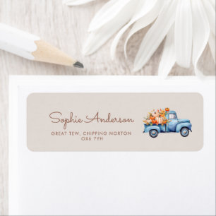 Fall Boy Baby Shower Blue Pumpkin Truck Label