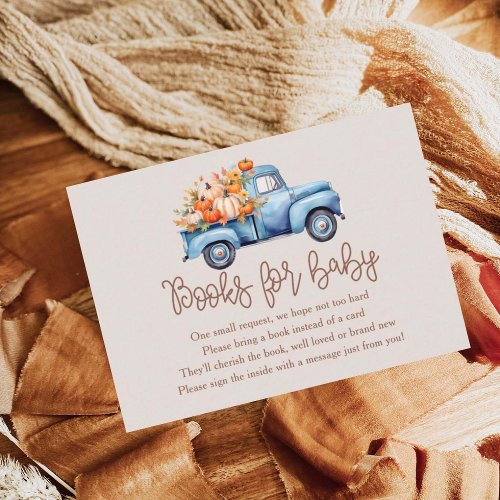 Fall Boy Baby Shower Pumpkin Truck Books For Baby Enclosure Card