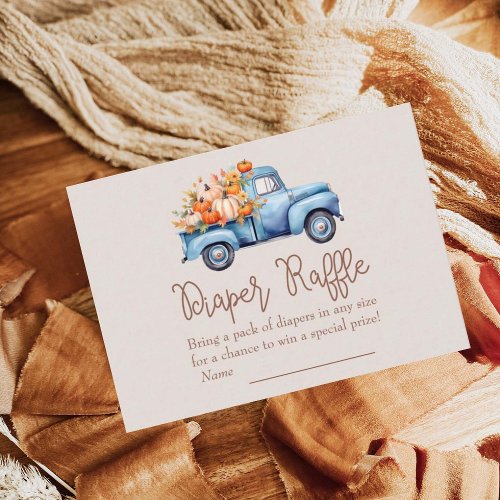 Fall Boy Baby Shower Pumpkin Truck Diaper Raffle Enclosure Card