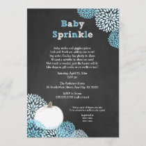 Fall Boy Baby Sprinkle Invites, white pumpkin Invitation