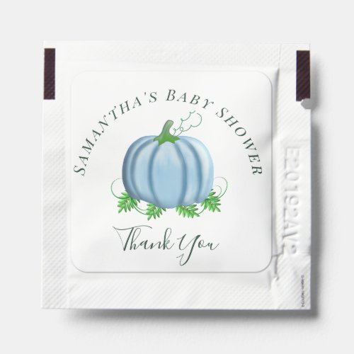 Fall Boy Blue Pumpkin Baby Shower Rustic Thank You Hand Sanitizer Packet