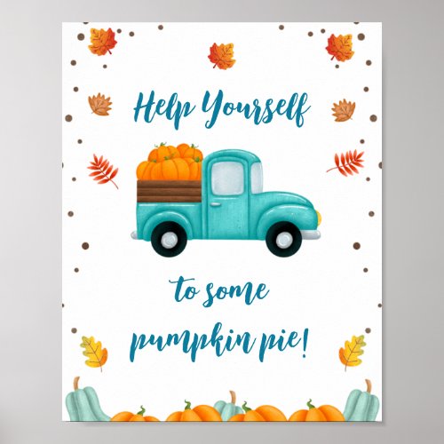Fall Boys Blue Truck and Pumpkin Birthday Sign