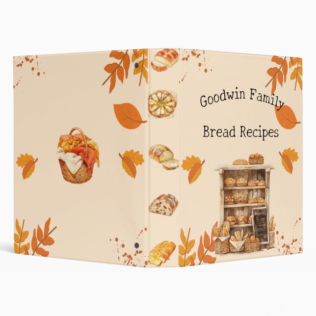 Fall Bread Baking Recipe Book 3 Ring Binder (Background)
