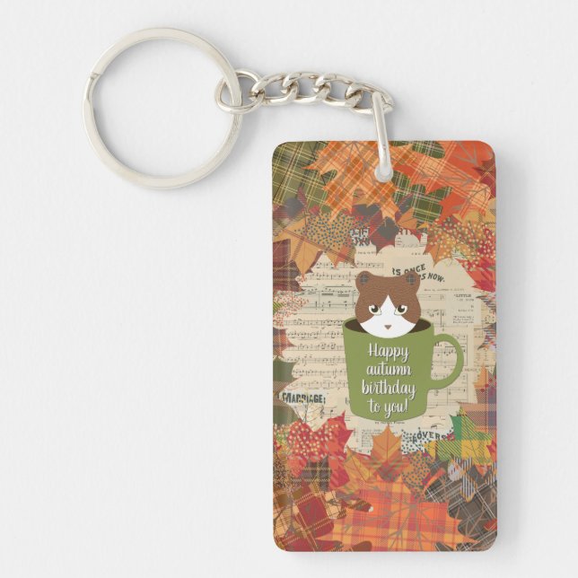 Fall Break Cat Acrylic Keychain (Front)