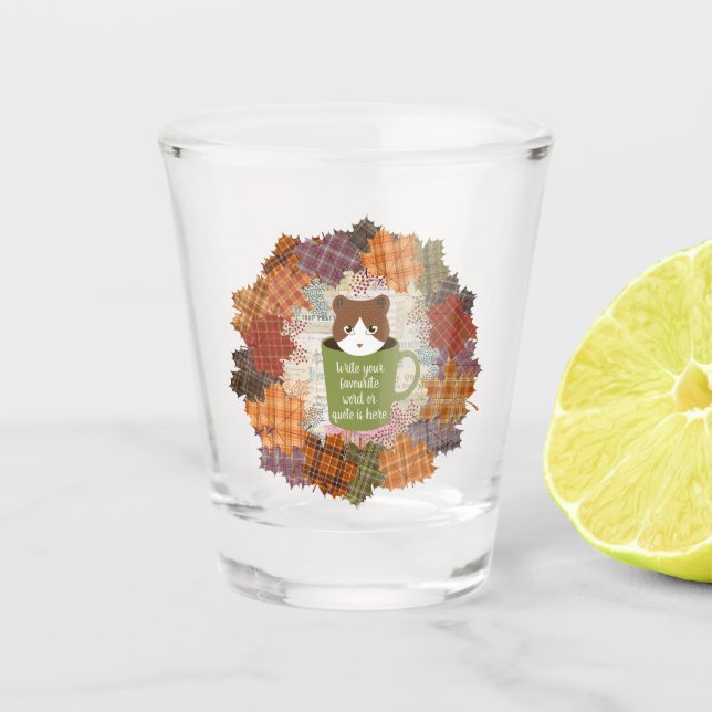 Fall Break Cat Acrylic Wall Art Shot Glass (Front)