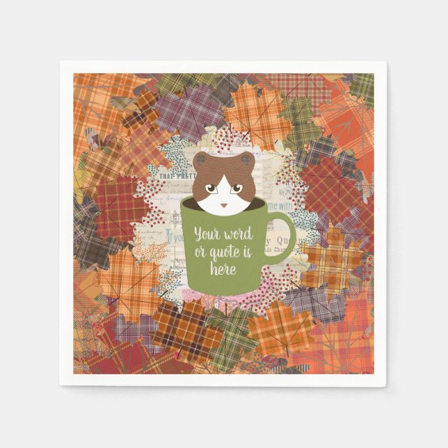 Fall Break Cat Paper Napkins (Front)