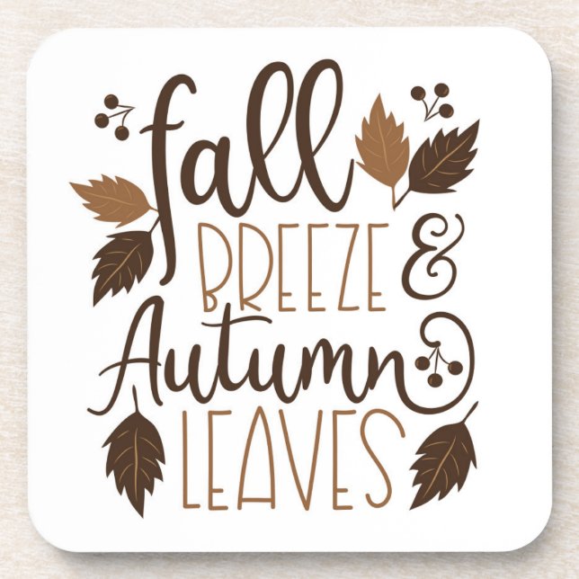 Fall Breeze Autumn Leaves Beverage Coaster (Front)