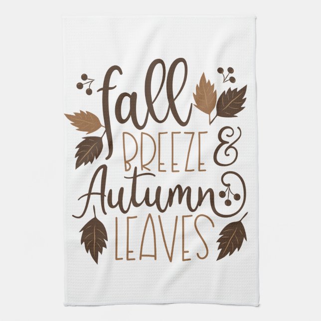 Fall Breeze Autumn Leaves Kitchen Towel (Vertical)