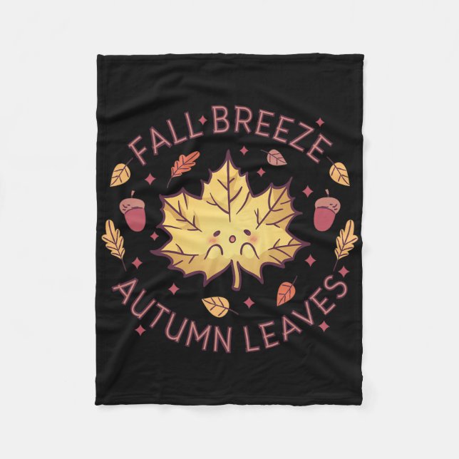 Fall Breeze Autumn Leaves Maple Leaf  Fleece Blanket (Front)