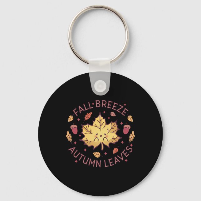 Fall Breeze Autumn Leaves Maple Leaf  Keychain (Front)