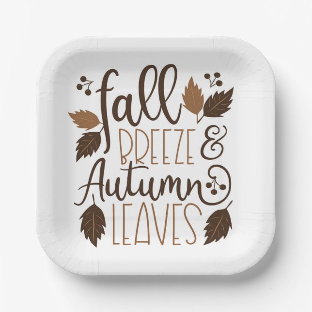 Fall Breeze Autumn Leaves Paper Plates (Front)