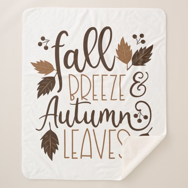 Fall Breeze Autumn Leaves Sherpa Blanket (Front)