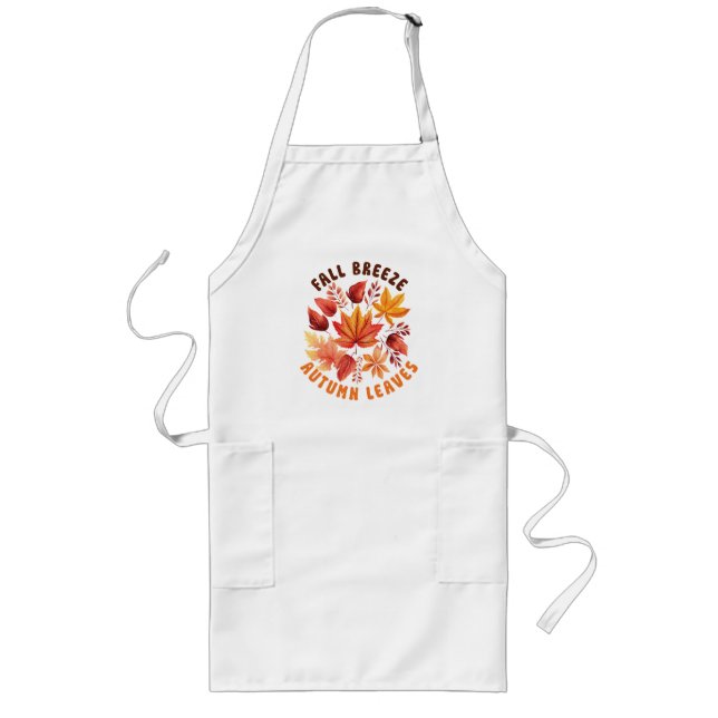 Fall Breeze, Autumn Leaves –Whimsical Fall Foliage Long Apron (Front)