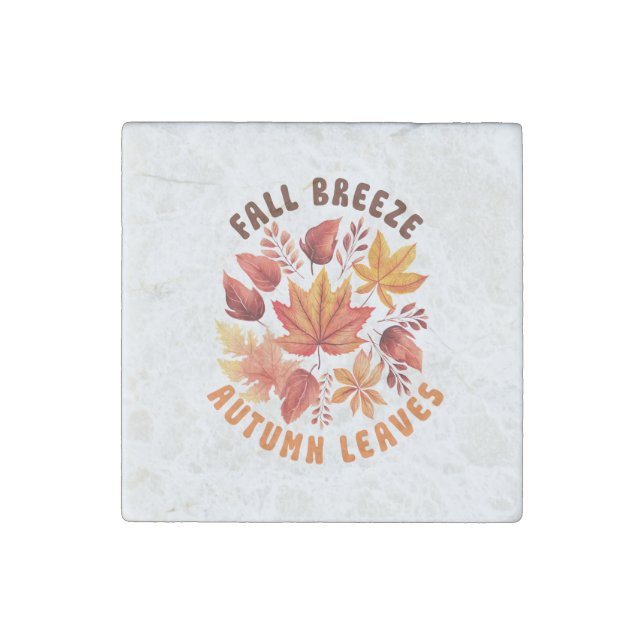 Fall Breeze, Autumn Leaves –Whimsical Fall Foliage Stone Magnet (Front)