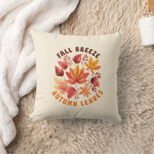 Fall Breeze, Autumn Leaves –Whimsical Fall Foliage Throw Pillow