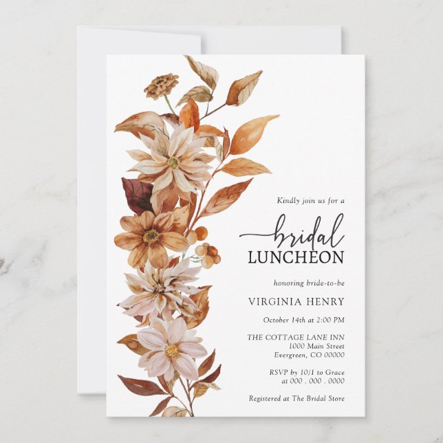 Fall Bridal Luncheon Invitation (Front)