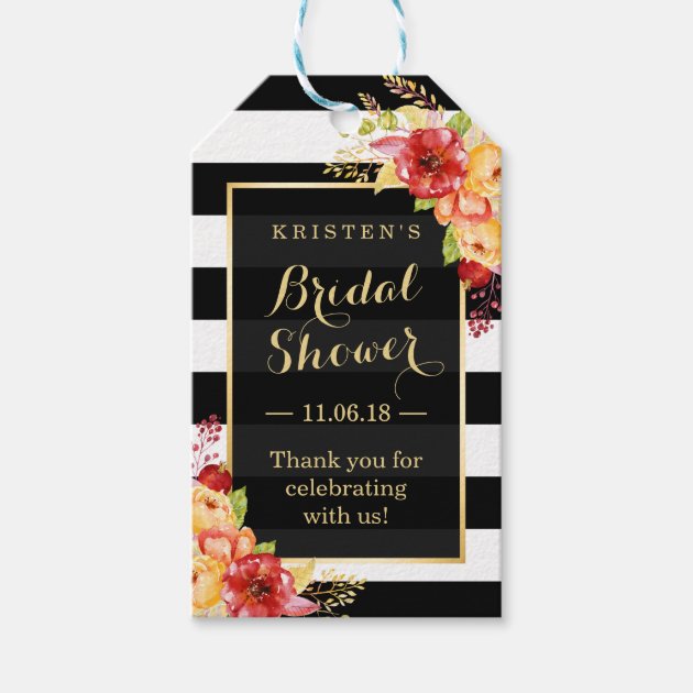 Fall Bridal Shower Autumn Floral Thank You Gift Tags