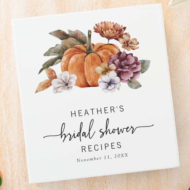 Fall Bridal Shower Binder (Elegant Watercolor Pumpkin Floral Fall Bridal Shower Binder by Painted Paperie
)