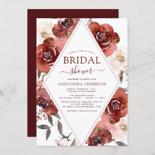 Fall Bridal Shower Burnt Orange Floral Invitation