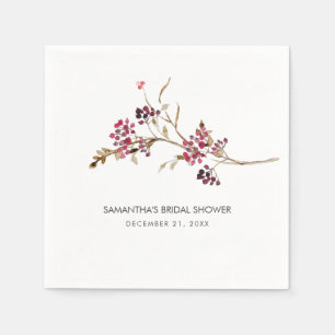 Fall Bridal Shower Cocktail Napkins Rustic Berry