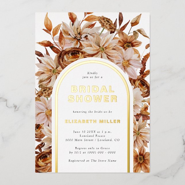 Fall Bridal Shower Foil Invitation (Front)