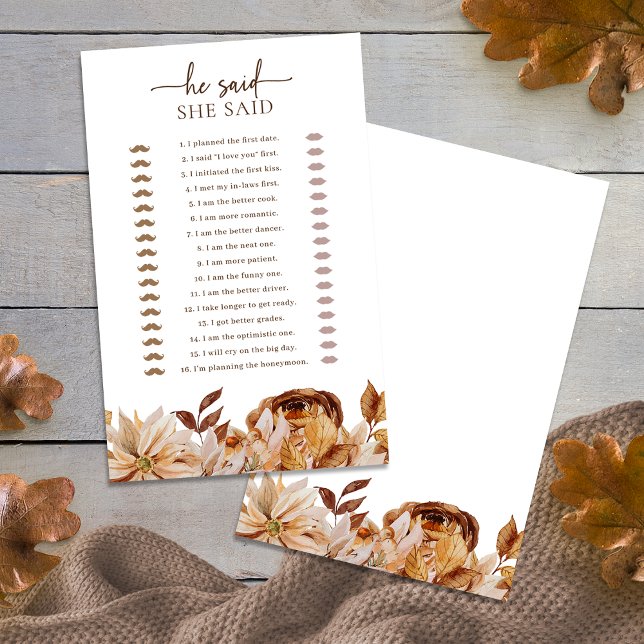 Fall Bridal Shower Game (Fall Bridal Shower Game
)