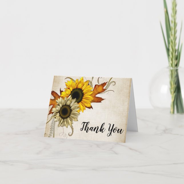 Fall Bridal Shower - Green & Golden Thank You Note Card (Front)
