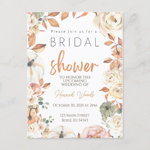 Fall Bridal Shower Invitation Autumn Wedding Post Postcard