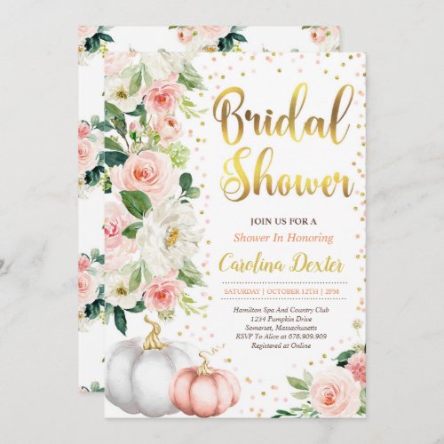 Fall Bridal Shower Invitation Blush Pink And Gold