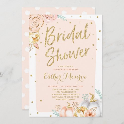 Fall Bridal Shower Invitation Blush Pink And Gold