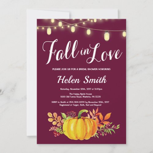 Fall Bridal Shower Invitation Burgundy