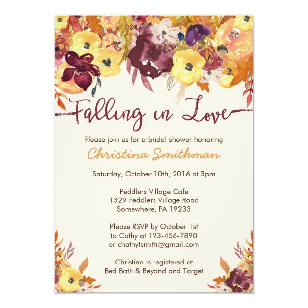 Fall Bridal Shower Invitation - Falling In Love