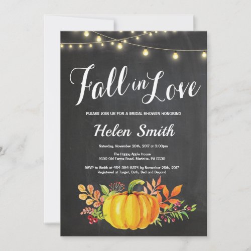 Fall Bridal Shower Invitation String Lights