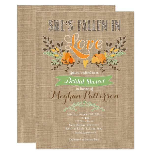 Fall Bridal Shower Invitation With Pumpkin