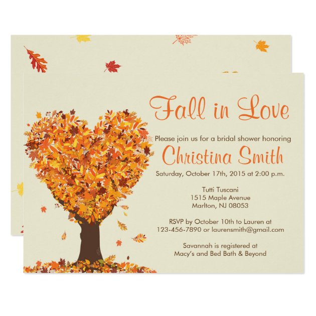 Fall Bridal Shower Invitations - Fall In Love