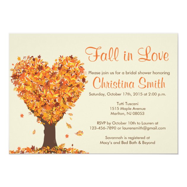 Fall Bridal Shower Invitations - Fall In Love
