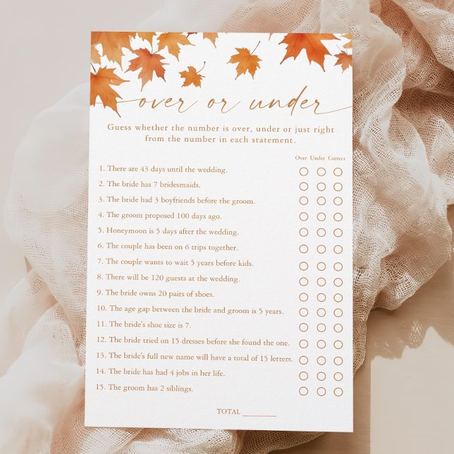 Fall Bridal Shower Over or Under Game (Creator Uploaded)