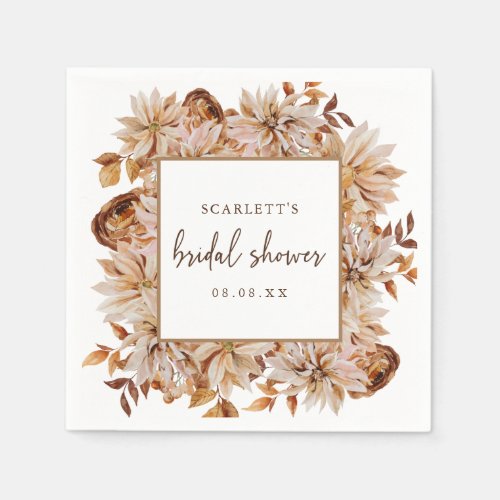 Fall Bridal Shower Paper Napkin