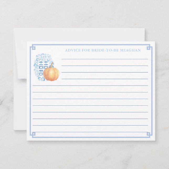 Fall Bridal Shower Pumpkin Advice For Bride Card (Front)