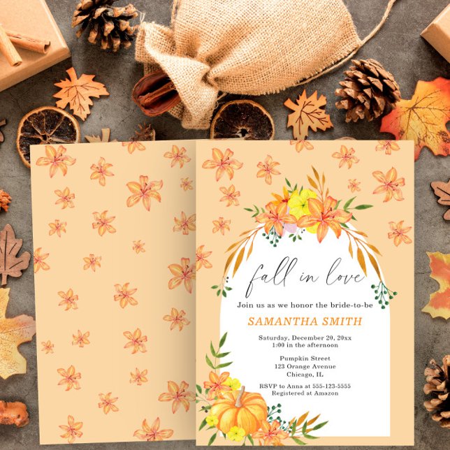 Fall bridal shower Pumpkin and flowers Arch Invitation (Creator Uploaded)