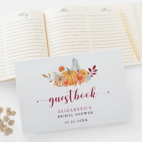 Fall Bridal Shower Pumpkin Script Custom Guest Book