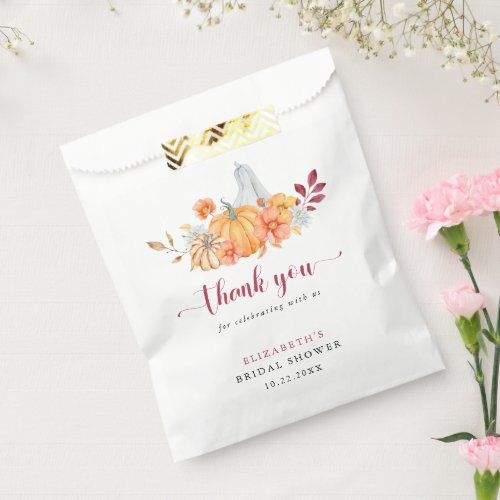 Fall Bridal Shower Pumpkin Script Thank You  Favor Bag