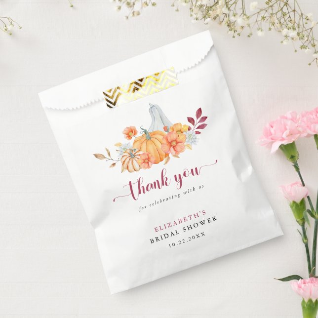 Fall Bridal Shower Pumpkin Script Thank You  Favor Bag (Sealed)