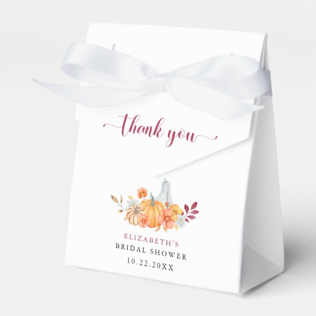 Fall Bridal Shower Pumpkin Script Thank You Favor Boxes (Front Side)