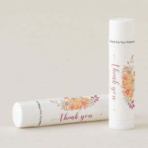 Fall Bridal Shower Pumpkin Script Thank You Lip Balm