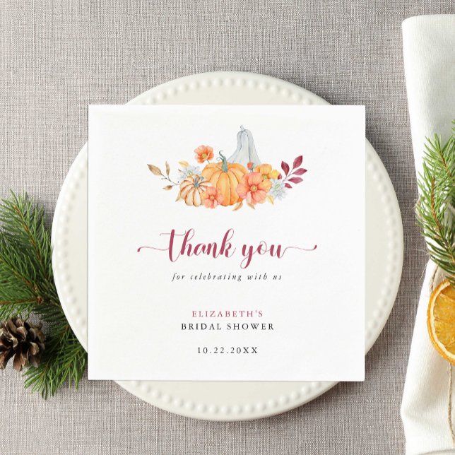 Fall Bridal Shower Pumpkin Script Thank You   Napkins (Creator Uploaded)
