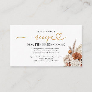 Fall Bridal Shower Recipe Request Encl Enclosure Card